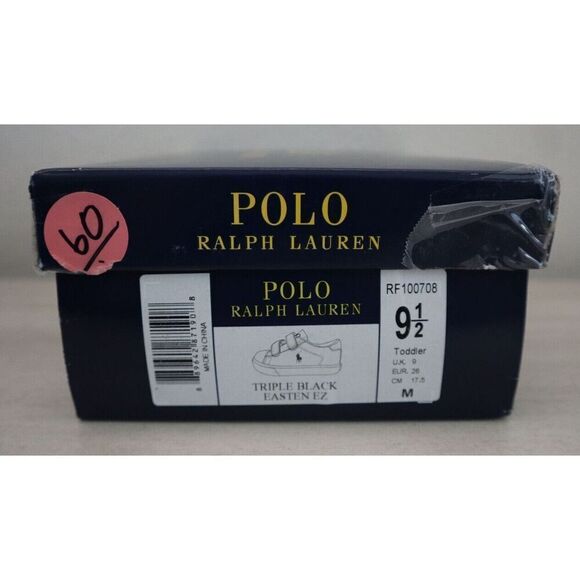 Polo Ralph Lauren Toddler Sz 9.5M Triple Black Eastern EZ Strap Low Top Sneakers - Picture 11 of 11